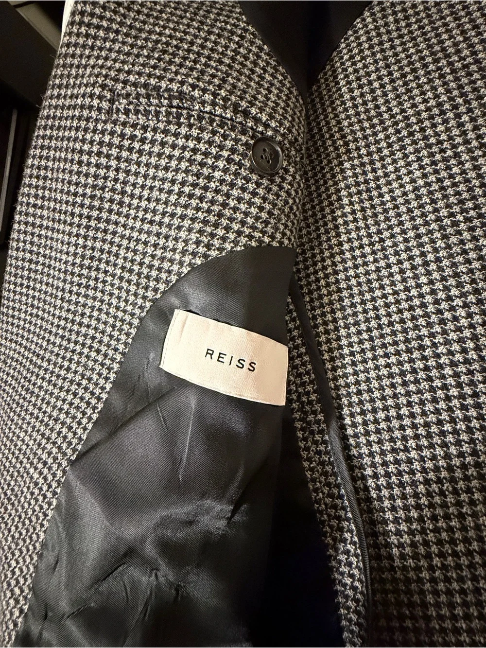 Reiss Black & White Houndstooth Blazer